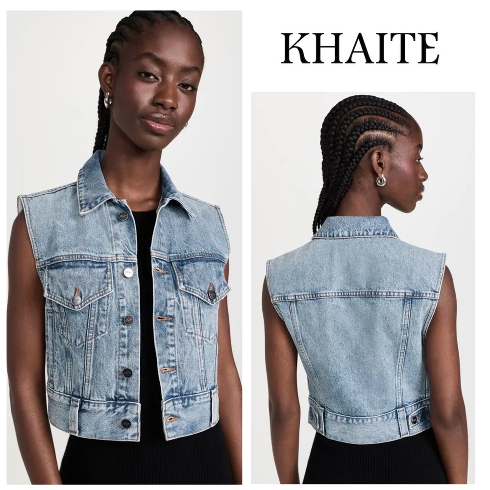 KHAITE Lizzo Blue Jean Vest in Bryce